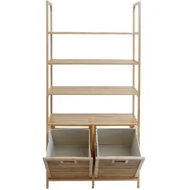 Mendler Bambus HWC-N83 Badschrank 168 x 81 x 33 cm Braun
