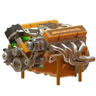 Metalakaer Mini V8 Motor Modell Bausatz, 1: 6 Wassergekühlter OHV 4-Takt V8-Benzin Motor Intern Verbrennung Modell, Physikalisches Praktikum Satz für Erwachsene(KIT Version)