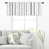 Miyotaa Küchengardine, Querbehang, 137 x 45 cm (B x H), Stangentasche, geometrisch, schwarz-weiß, minimalistisch, gestreift, Fensterbehandlung für Wohnzimmer, Schlafzimmer, Badezimmer, Schwarz / Weiß