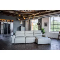 KAWOLA Big Sofa motorischer Sitzvorzug Leder DORI grau, Longchair rechts - Grau