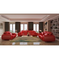 JVmoebel Sofa Sofagarnitur Ledersofa Couch Design Modern Sofa 3+1+1 Sitzer Sofas, Made in Europe rot