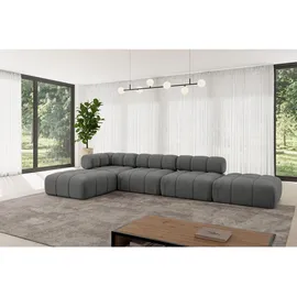 altdecor Ecksofa modulares Sofa Kerru-L2 - 380x190x70 cm Dunkelgrau Velours