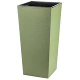 Engelland Pflanzkübel Blumentopf aus recyceltem Kunststoff & Holz (WPC), Rillenoptik (UV-beständig, wetterfest), Blumenkübel für Garten, Balkon, Terrasse, Innen- und Außenbereich grün 18 cm x 36.5 cm x 18 cm