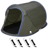 Pop Up Wurf Zelt 2 Personen 220 cm - grün - Camping Festival Automatik Trekking