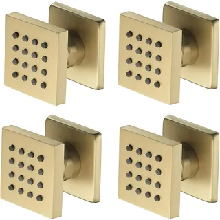 4 Pcs Seitenbrausen Dusche 2 Zoll Massagedüse Messing Seitenbrause Brause Einstellbar Seitenbrause Dusche Wandbrause Wanddüse Regenbrause Shower Dusche Jet,Brushed Gold
