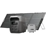 ECOFLOW DELTA 3 Max tragbare Powerstation 2048 Wh mit 220W Bifazialem Solarpanel, 0% VAT WLAN Stream Mikrowechselrichter 800W, 2400W X-Boost Ausgang, 500W Solareingang, für Zuhause, Wohnmobil, Outdoor