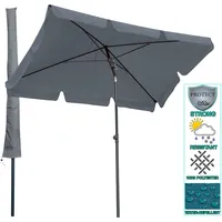 Quick Star Balkon Sonnenschirm 200x125cm Balkonschirm Rechteckig Knickbar Grau