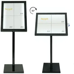 Securit® LED Informations-Display "Black Star" aus Edelstahl, für 4xA4 Seiten, magnetisch, inkl. weißer LED Beleuchtung