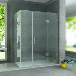 Belvit Duschkabine mit mittiger Pendeltür 8 mm ESG Glas Nano Beschichtung 90x120x195 cm