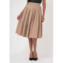 Sommerrock FRESHLIONS "Seraphina", Damen, Gr. L, beige, 100% Baumwolle, unifarben, casual, normal, Röcke, mit tollem Faltenwurf