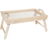 VBS Holz-Tablett für Frühstück im Bett Betttisch klappbare Beine 53 x 33 cm Serviertablett Sofatisch Beistelltisch Natur