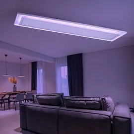 ETC Shop Led Deckenpanel Farbwechsel Deckenleuchte Fernbedienung Deckenlampe Aufbaupanel, Cct, Rgb Led 24w 1460lm 2700-6500k, L 85 cm