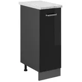 Vicco Apothekerschrank R-Line, 30 cm AP Marmor, Schwarz Hochglanz/Anthrazit - Schwarz