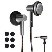 Hmusic Flachkopf-Ohrhörer, 14,2 mm dynamischer Treiber kabelgebundene Ohrstöpsel, HiFi-Stereo-Sound Klassische Kopfhörer mit Mikrofon und Lautstärkeregler für Musik, Sport, Laufen