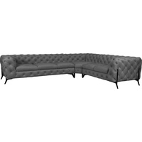 Leonique Chesterfield-Sofa »Amaury L-Form«, großes Ecksofa, Chesterfield-Optik, Breite 323 cm, Fußfarbe wählbar grau
