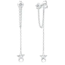 Elli Earjacket Sterne Kristalle 925 Silber silberfarben Damen 