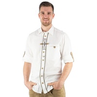 OS-Trachten Trachtenhemd Phegin Langarmhemd mit Paspeltasche, Zierteile auf der Knopfleiste weiß 43/44