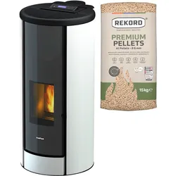 Pelletofen FREEPOINT "BREEZE", weiß (weiß, schwarz), Kaminöfen, Stahl, integrierte WIFI-Funktion