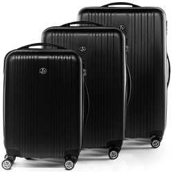 FERGÉ Kofferset 3 teilig Hartschale Toulouse, Trolley 3er Koffer Set, Reisekoffer 4 Rollen, Premium Rollkoffer schwarz