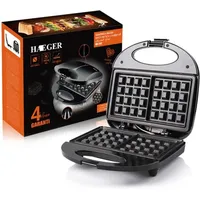 YMYNY 3-in-1 Croque-Monsieur-Maker, Grill, Waffeleisen und Sandwich, hohe Leistung 750 W, 3 antihaftbeschichtete und austauschbare Platten, Schwarz