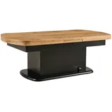 Livetastic Couchtisch, Schwarz, Eiche, Holz, Eiche, oval, Sockel, 75x51-79.9x135-160 cm, ausziehbar, höhenverstellbar, einfacher Aufbau, Wohnzimmer, Wohnzimmertische, Couchtische, Couchtische höhenverstellbar