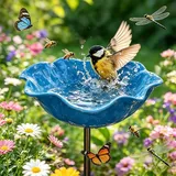 2026 Neue Blumen Gartenstecker Bienentränke Metall, Bienen-Vogeltränke,insektentränke Garten,Blumenform Fütterungsschale, Outdoor-Vogelfutterstation, Garten, Hof, Terrasse (Blau)