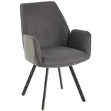 Mid.you Armlehnstuhl, Grau, Schwarz, Metall, Textil, eckig, 59x88x6.5 cm, Esszimmer, Stühle, Esszimmerstühle, Armlehnenstühle