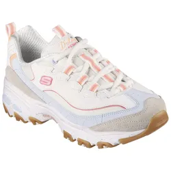 Sneaker SKECHERS "D'LITES-BOLD VIEWS", Damen, Gr. 36, bunt (natur, multi), Leder, Textil, sportlich, Schuhe, Freizeitschuh, Halbschuh, Schnürschuh mit Air-Cooled Memory Foam, Topseller