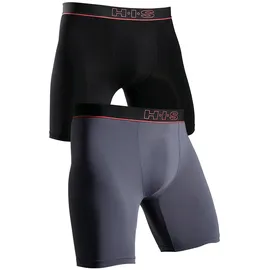 H.I.S. Funktionsboxer H.I.S, Damen, Gr. M, 2 Stk., grau (grau, schwarz), Microfaser, Obermaterial: 92% Polyamid, 8% Elasthan, unifarben, körpernah, Unterhosen, in sportiver Optik mit langem Bein in Microfaser-Qualität