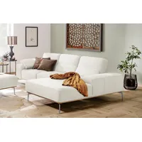 W.SCHILLIG Ecksofa run, Designsofa, bequem, L-Form, mit elegantem Holzsockel, Füße in Chrom glänzend, Breite 299 cm weiß