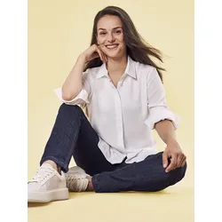 Greiff  Bluse Chiffon mit verdeckter Knopfleiste in Weiß, Gr. 32