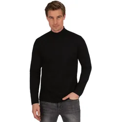 Longsleeve TRIGEMA "TRIGEMA Langarm Shirt mit Stehkragen", Herren, Gr. L, schwarz, 100% Baumwolle, Basic, Langarm, Shirts