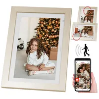 Somikon WLAN-Bilderrahmen, 25,7 cm / 10,1" IPS-Touchdisplay, weiß, Holzrahmen