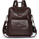 Puwuzixi Frauen Rucksack Wasserdicht Anti-Diebstahl Leichtgewicht PU Mode Reisen Mehrzweck Cabrio Geldbörse Umhängetasche Handtasche Rucksack(Chocolate)