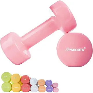 ScSPORTS® Hantel-Set Vinyl Kurzhanteln 2er Set 1-10kg Hantelset Fitness Gewichte rosa