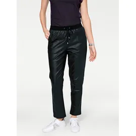 Heine Lederhose HEINE, Damen, Gr. 50, Normalgrößen, schwarz, 100% Lammnappaleder, Bund:30% Polyester, 5% Elasthan, 65% Viskose, unifarben, 7/8-Länge, Hosen