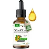 Vegane Vitamin D3 + K2 Tropfen - 1700 Tropfen - 1000 I.E. D3 + 20μg K2 MK7 pro Tropfen - 50ml Flasche von MoriVeda