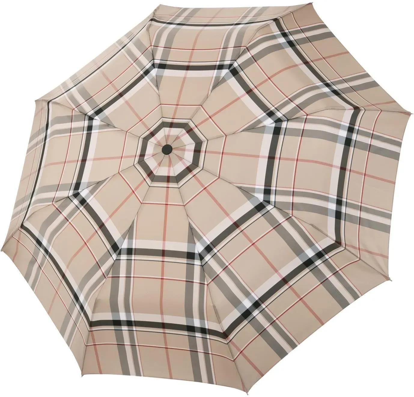 Taschenregenschirm DOPPLER MANUFAKTUR "Serge, karo beige" beige Regenschirme Taschenschirme handgemachter Manufaktur-Taschenschirm