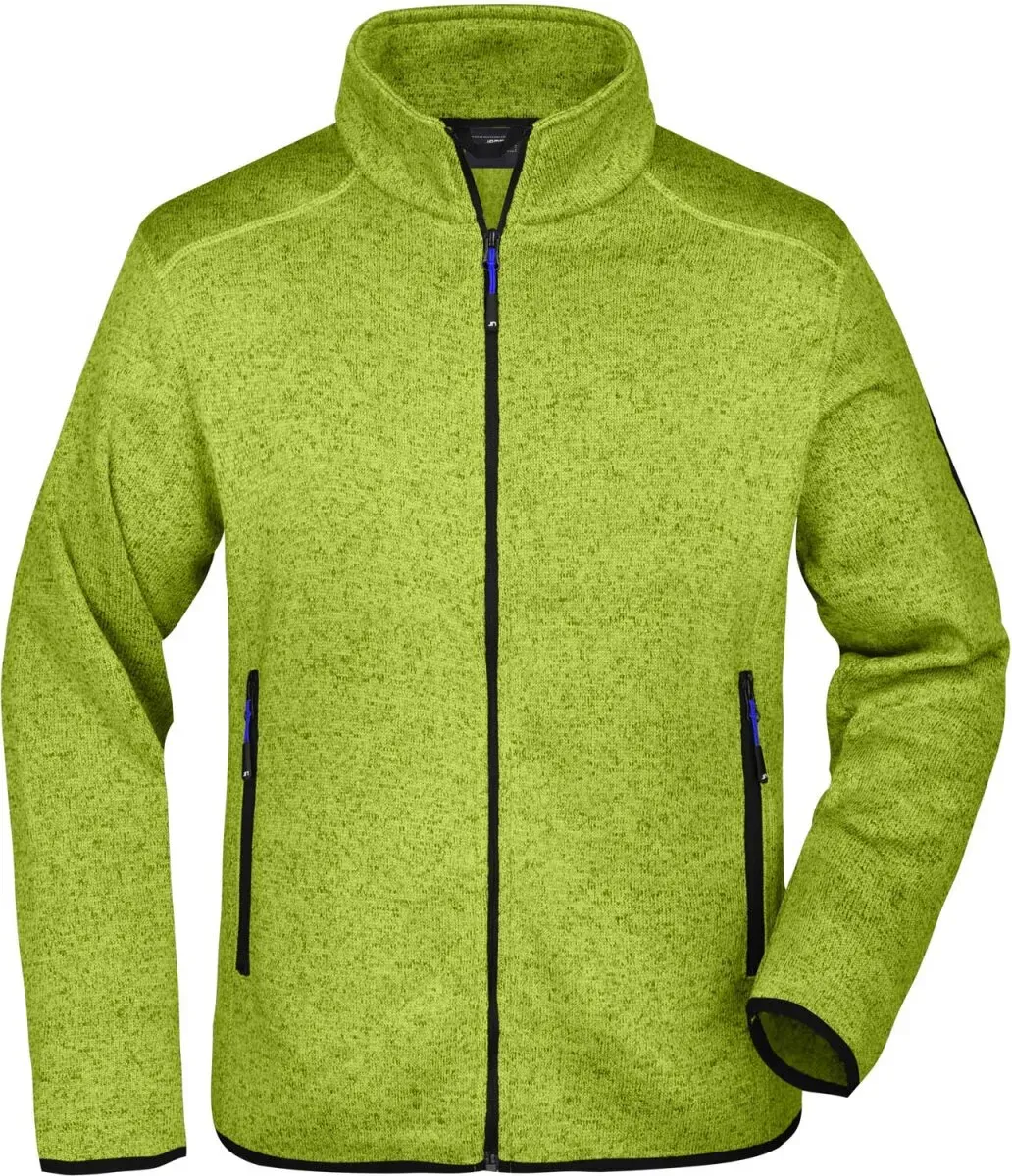 James & Nicholson Herren Strickfleece Jacke Fleece-Jacke JN762 kiwi melange/royal XXL