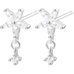 Hey Happiness Zierliche Zirkonia Blumen-Ohrstecker, 925er Silber 1 pair Damen 