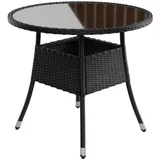 Juskys Yoro Polyrattan Gartentisch rund Ø 80 cm Schwarz