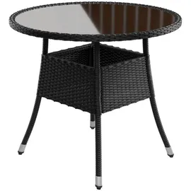 Juskys Yoro Polyrattan Gartentisch rund Ø 80 cm Schwarz