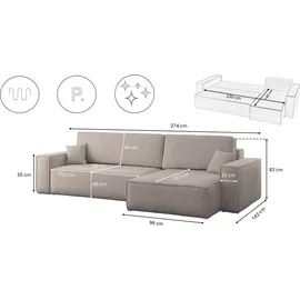 kaiser möbel Eckcouch Stoff 2-Sitzer Beige