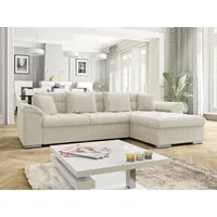 Mirjan24 Ecksofa Diana Cord mit Bettkasten und Schlaffunktion, Elegante Couch, Polsterecke Sofa (Farbe: Poso 100, Seite: Rechts) - Weiß