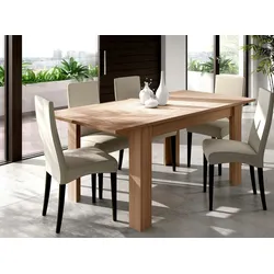 Dmora Ausziehbarer Tisch Midland, Ausziehbare Konsole für Esszimmer, Ausziehbarer Küchentisch mit Verlängerung, 140/190x90h78 cm, Eiche
