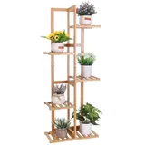 Blumenregal Bambus Blumentreppe 6 Ablagen Stehendes Pflanzenregal Gartenregal 40x20x102cm