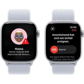 Apple Watch Series 10 GPS 42 mm Aluminiumgehäuse silber Sport Loop blaue Wolke