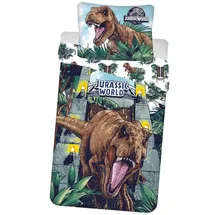 Jerry Fabrics Bettwäsche Dinosaurier Jurassic World, leuchtet im Dunkeln, Bettbezug 140 x 200 cm + Kissenbezug 70 x 90 cm, 100 % Baumwolle