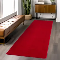 Teppich AYYILDIZ TEPPICHE "JOY 1400", rot, B:80cm H:11mm L:250cm, Polyester, Teppiche, auch Läufer, uni Kurzflor, Wohnzimmer, Kinderzimmer
