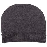 Yanopurna Strickmütze Kaschmir Mütze Beanie glatt mit geripptem Umschlag grau|schwarz